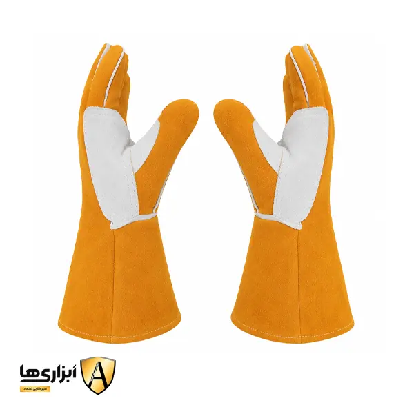 دستکش جوشکاری ساق بلند کف دوبل