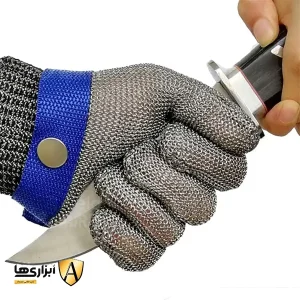 دستکش ایمنی قصابی سیمی ضد برش مچ بنددار