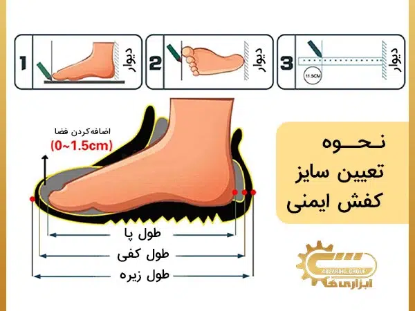 نحوه تعیین سایز کفش ایمنی