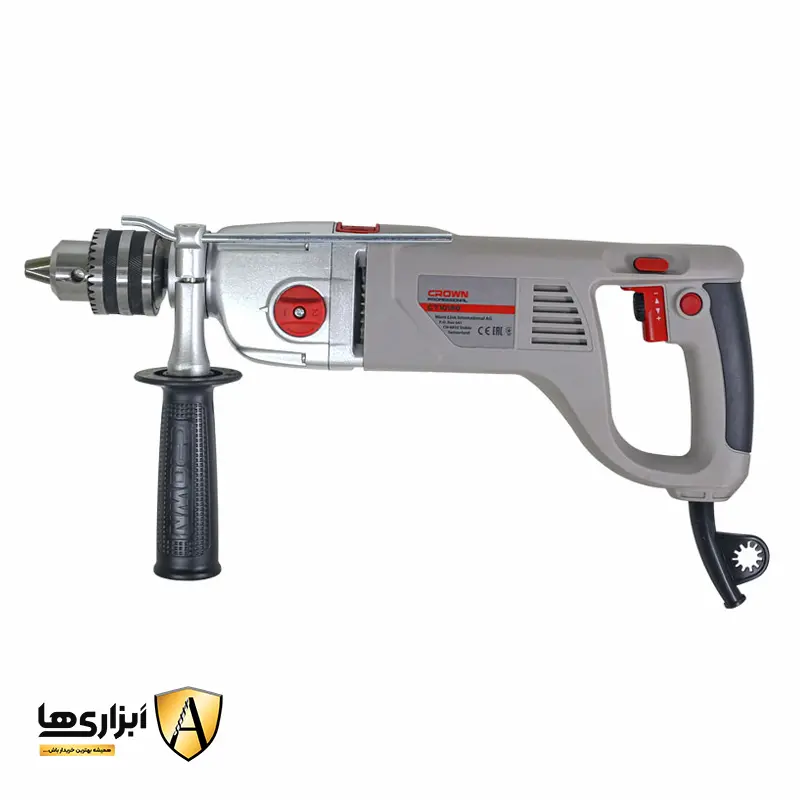 Gearbox-drill-16-mm-1200-W-three-key-system-Crown-model-ct10120 دریل گیربکسی 16 میلیمتر سه نظام آچاری کرون 1200 وات مدل CT10120