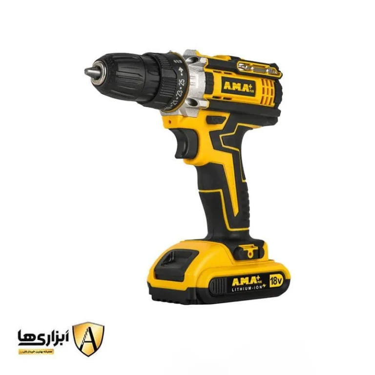 دریل پیچ گوشتی شارژی 18 ولت AMA مدل AM-3418L همراه کیف و متعلقات